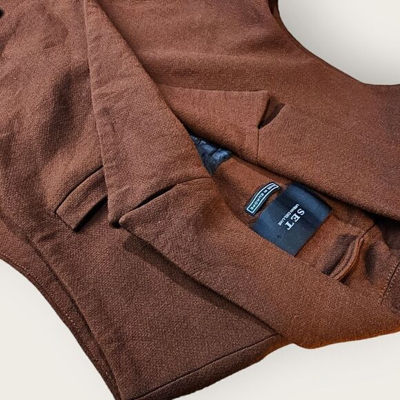 SET Urban Deluxe Longline Vest Dark Burnt Red/Brown - Picture 3 of 6